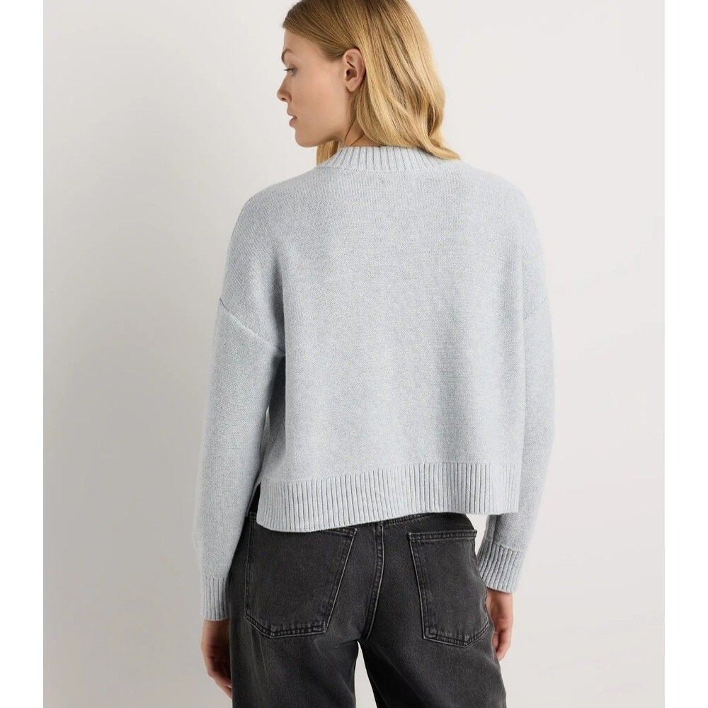 Quince Women 100% Organic Cotton Cropped Button Cardigan Gray Size XS - Picture 3 of 8